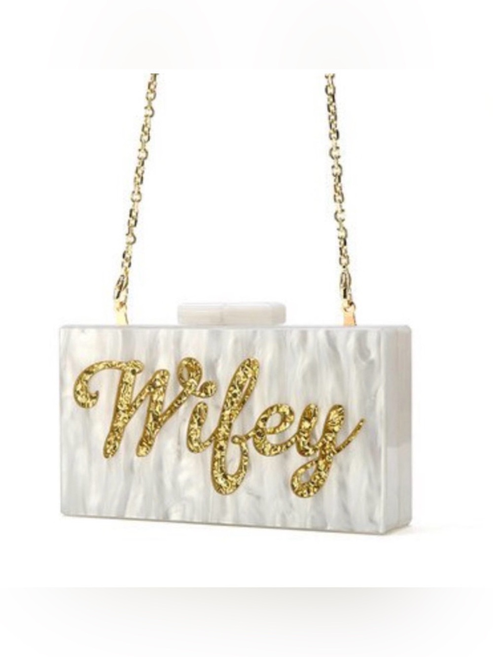 Gold “Wifey” Pearl Acrylic Clutch | Bridal Wedding Reception Purse